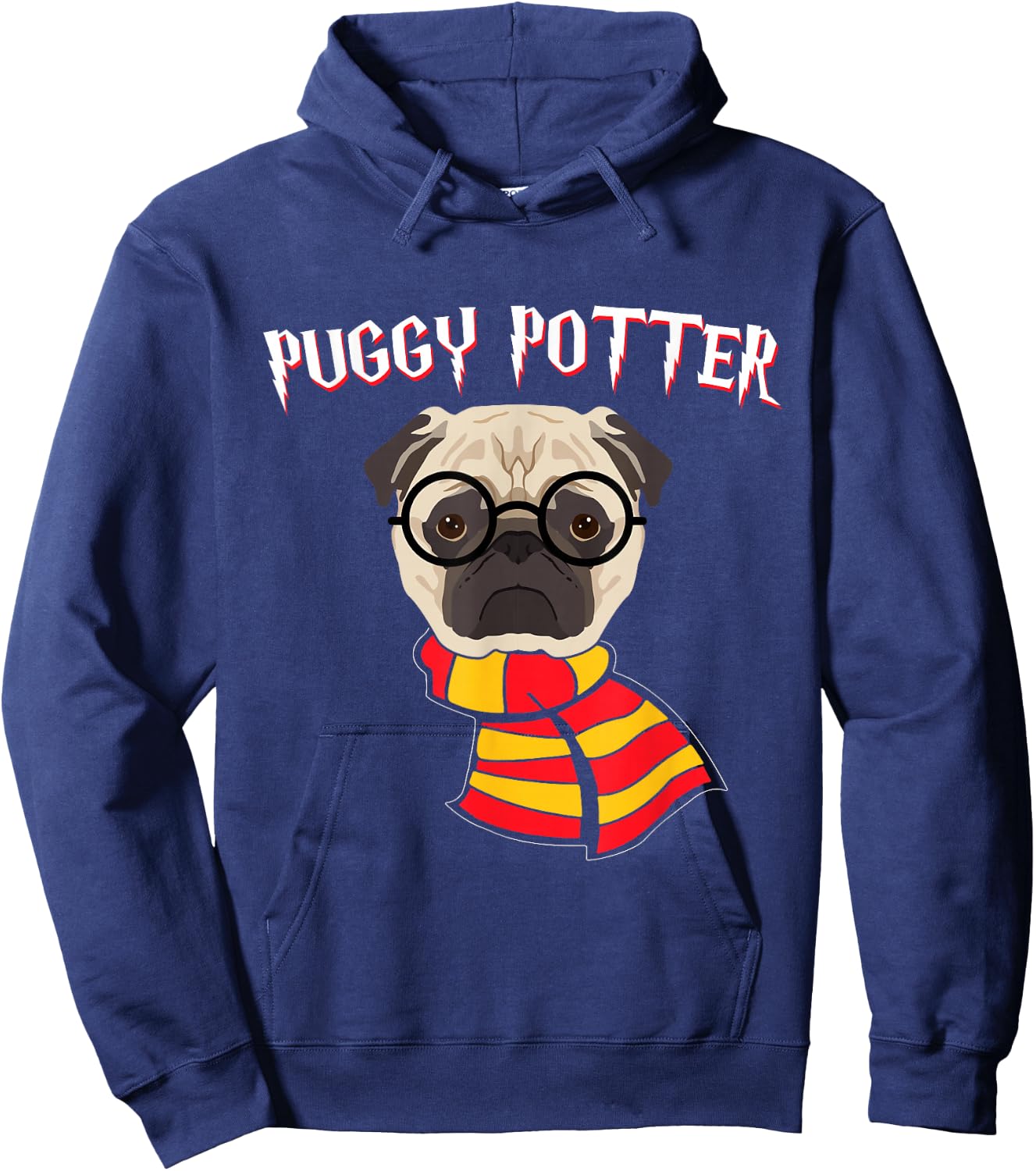 Pug Dog Pet Gift Puggy Potter Nerd Pug Dog Hoodie - Hoodie | Navy
