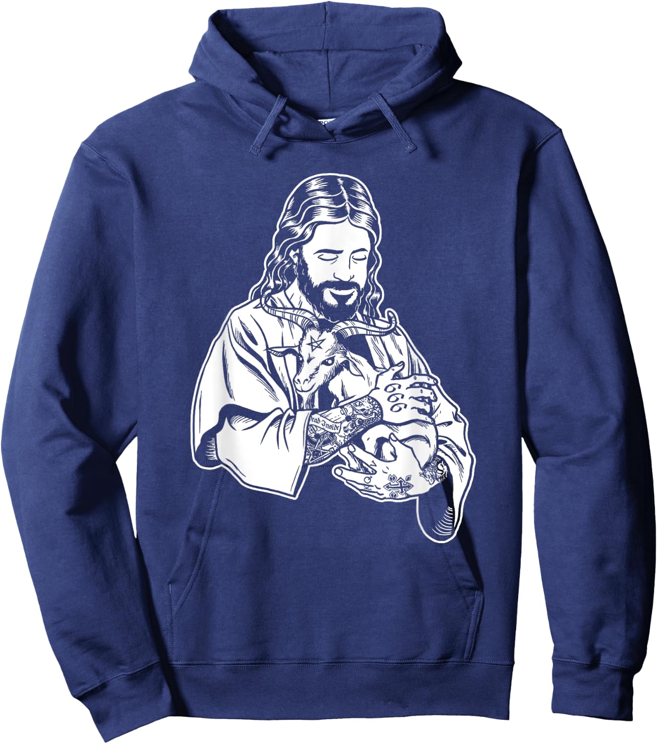 Blackcraft Jesus Loves Satan Baphomet goat Atheist Hoodie - Hoodie | Navy