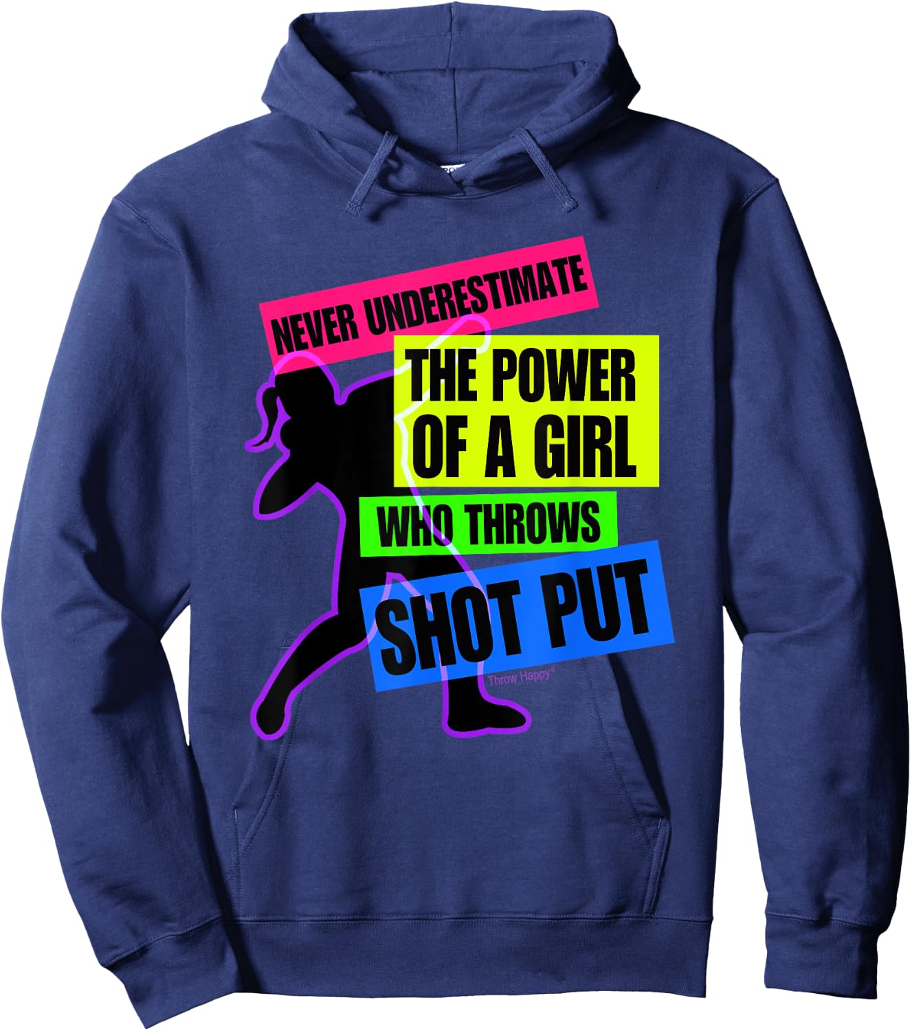 Track and Field Girl Power Shot Put Thrower Hoodie - Hoodie | Navy