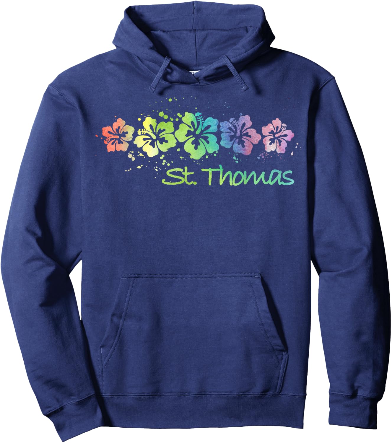 St Thomas Watercolour Beach Travel Surf Hoodie - Hoodie | Navy