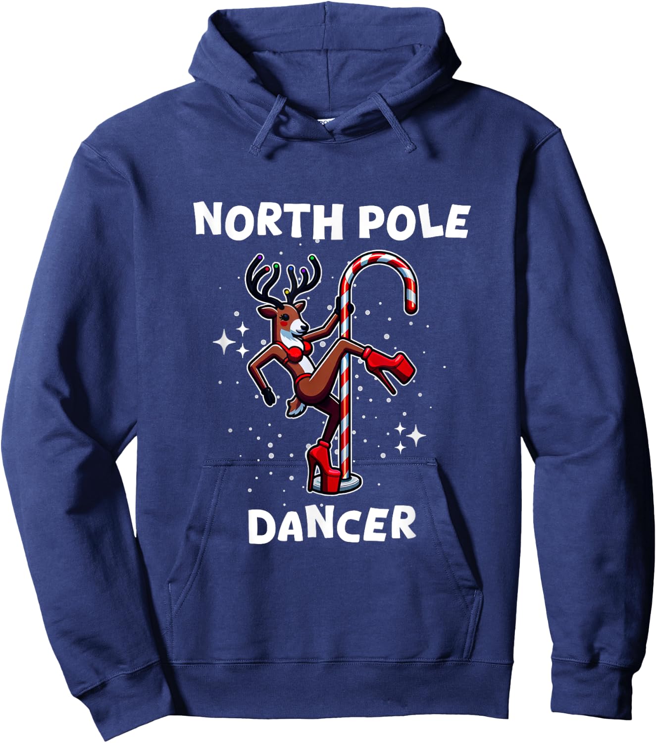 North Pole Dancer Reindeer Stripper Pole Funny Christmas Hoodie - Hoodie | Navy