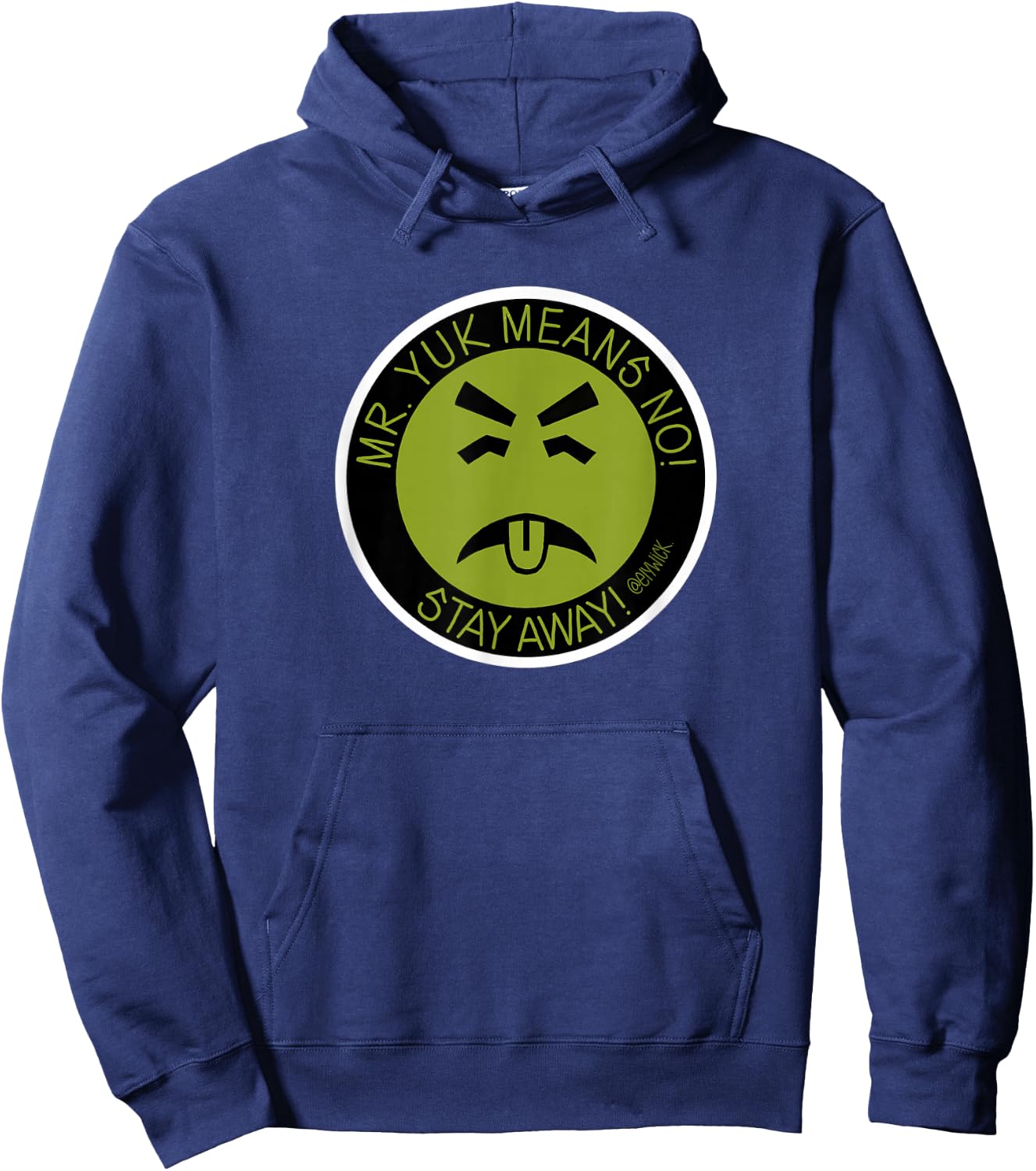 elywick. Adult Mr. Yuk - Black, Small, Short Sleeve, , Classic Fit, Cotton 65% Polyester 35% Hoodie - Hoodie | Navy