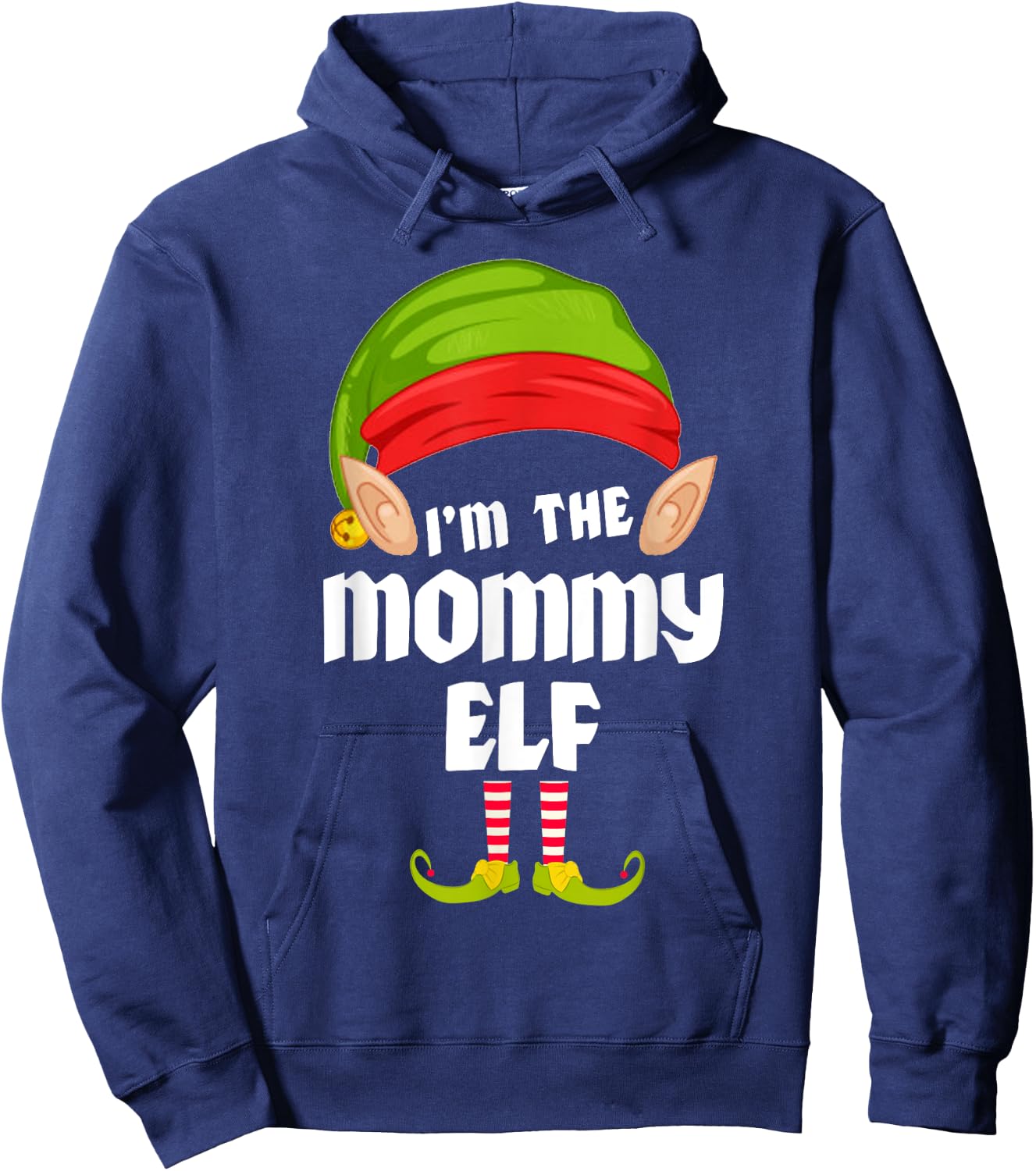 Funny Mommy Elf Matching Family Group PJ Christmas Hoodie - Hoodie | Navy