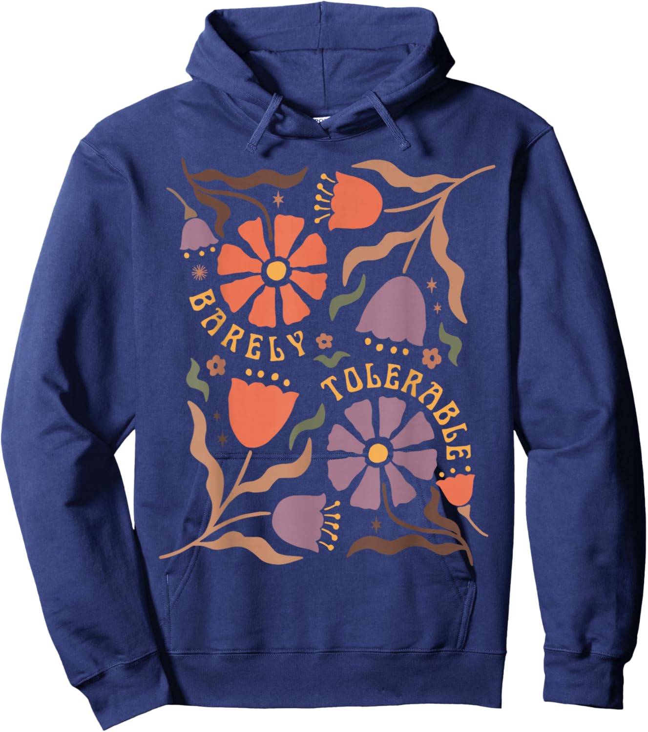 Floral Pride & Prejudice Barely Tolerable Book Lover Bookish Hoodie - Hoodie | Navy