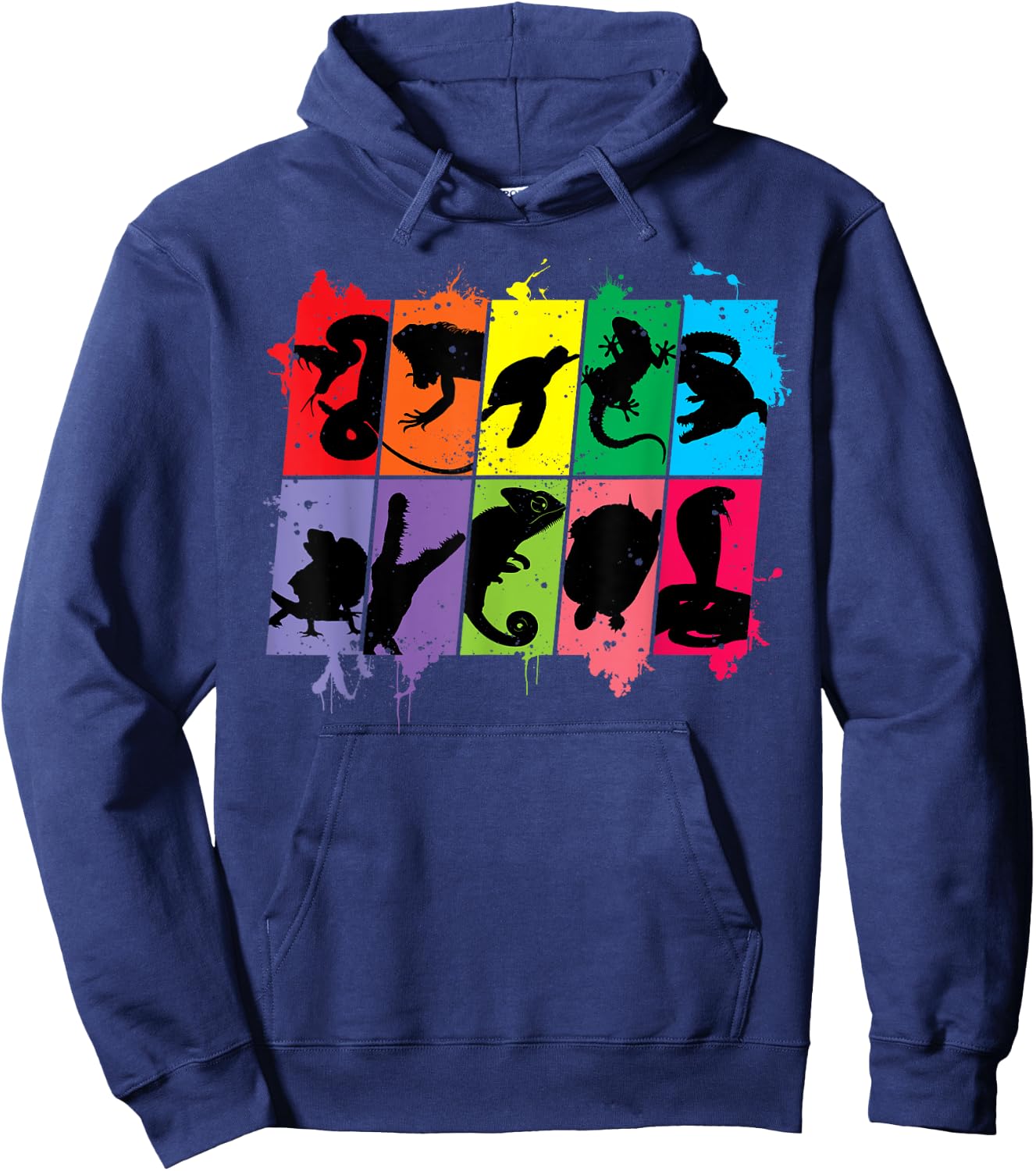Reptile Lover Pet Snake Lizard Colorful Retro Hoodie - Hoodie | Navy