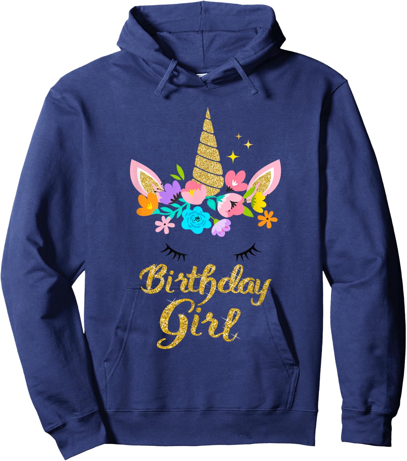 Unicorn Birthday Girl Gift Birthday Present For Girl Hoodie - Hoodie | Navy
