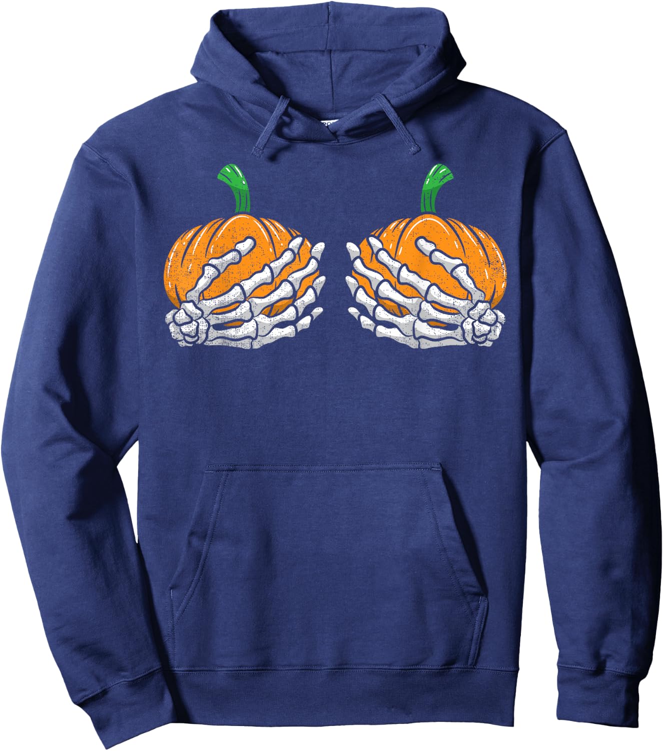Pumpkin Skeleton Hands Bra Halloween Costume Girls Women Hoodie - Hoodie | Navy