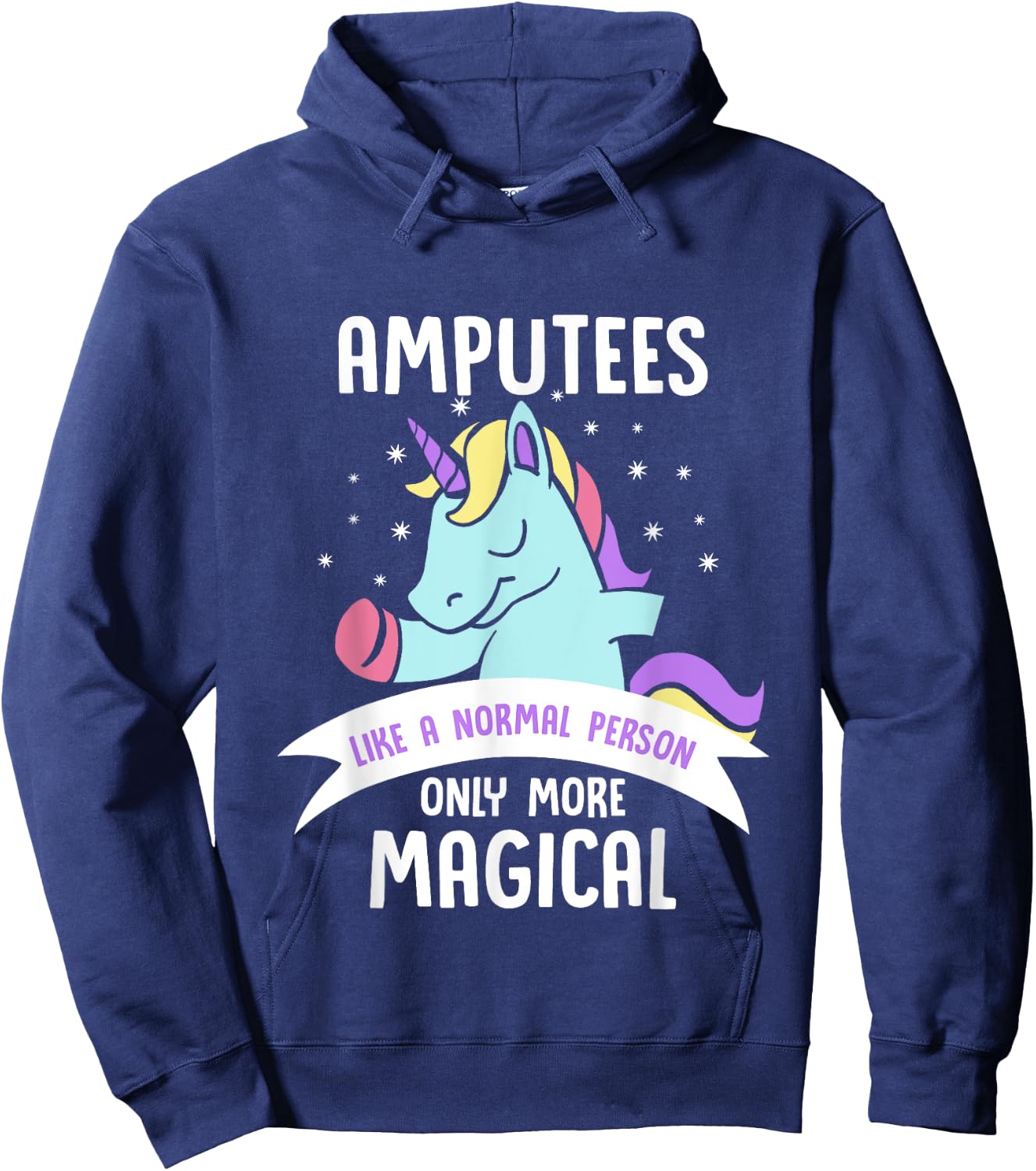 Amputee Amputation Survivor Warrior Shirts Men's Black Cotton Blend Classic Fit Short Sleeve Unicorn Humor Recovery Hoodie - Hoodie | Navy