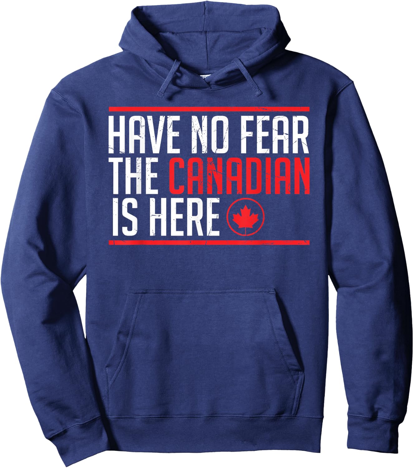 Have No Fear The Canadian Is Here Funny Maple Leaf Graphic Short Sleeve Hoodie - Hoodie | Navy