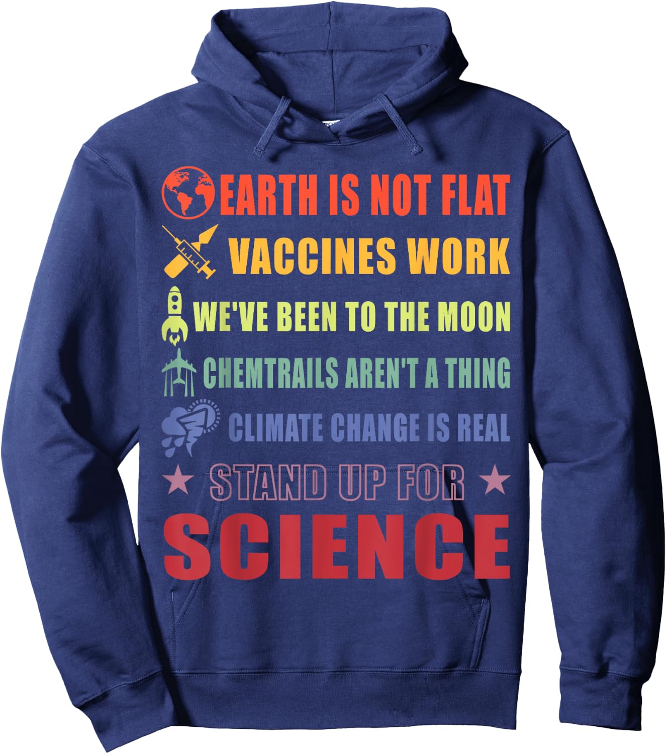 Earth Is Not Flat Shirt Stand Up For Science Gift Hoodie - Hoodie | Navy