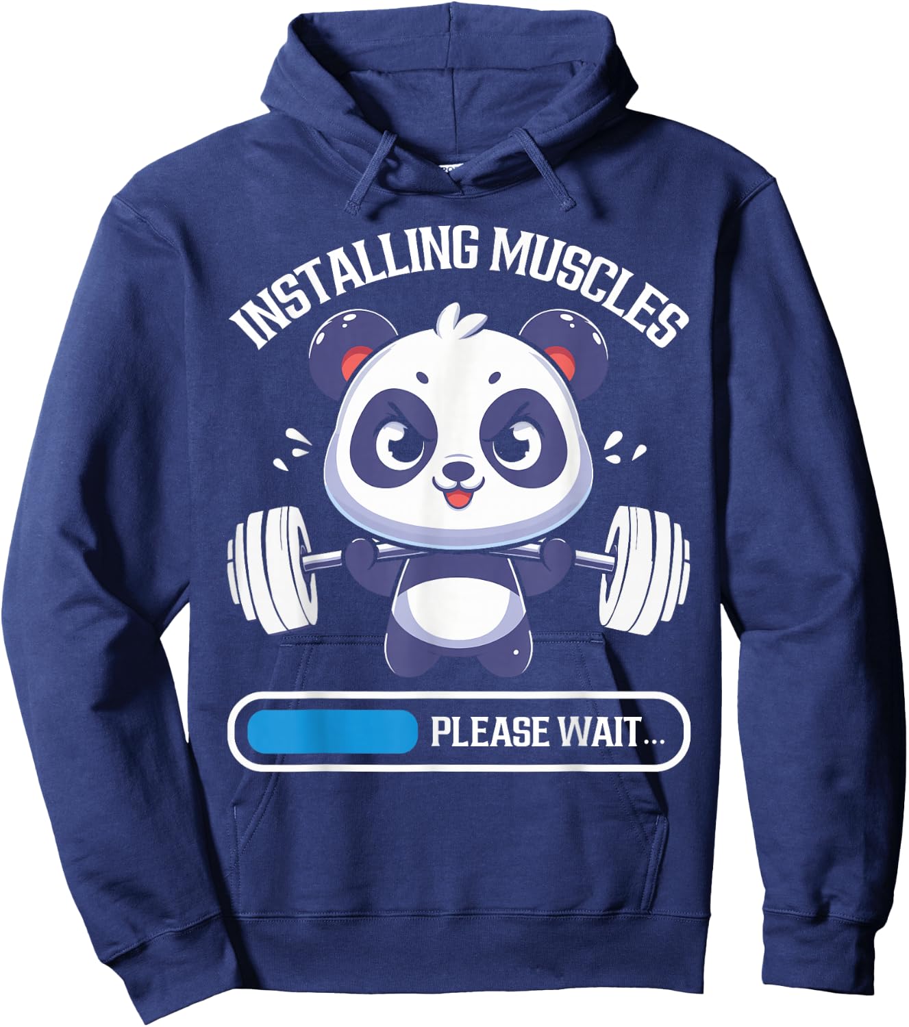 Muscle Building Fitness Panda Weight Lifting Barbell Workout Hoodie - Hoodie | Navy