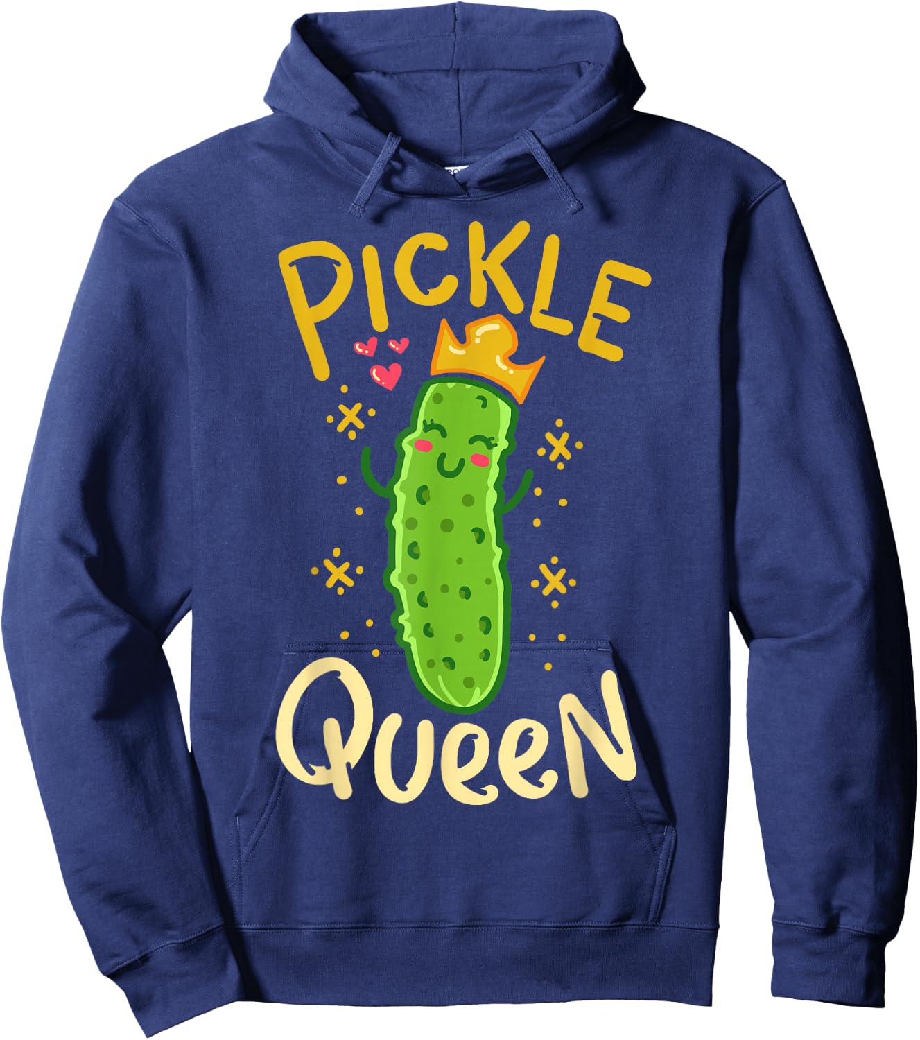 Pickle Queen Vegan Funny Cucumber Vegetable Small Hoodie - Hoodie | Navy