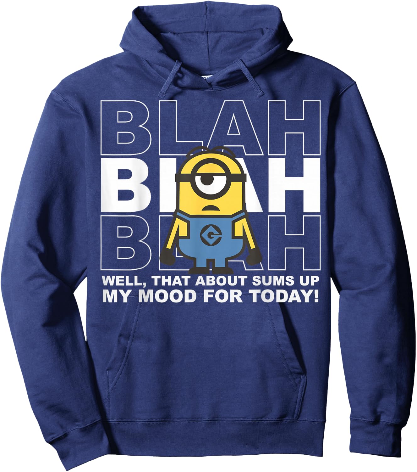 Despicable Me Minions Stuart Is Blah Today Graphic Hoodie - Hoodie | Navy