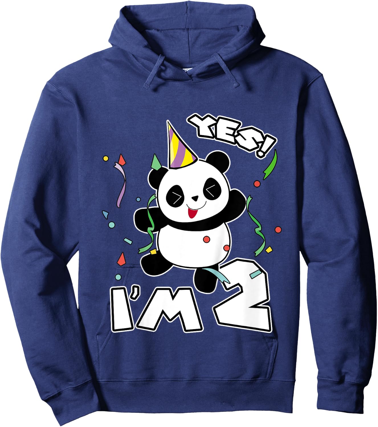 Kids 2nd Birthday Panda Yes I'm 2 Panda Costume Gift Hoodie - Hoodie | Navy
