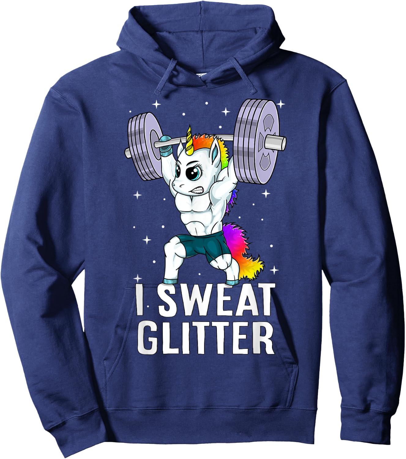 Unicorn I Sweat Glitter Funny Gym Workout Men Women Kids Hoodie - Hoodie | Navy