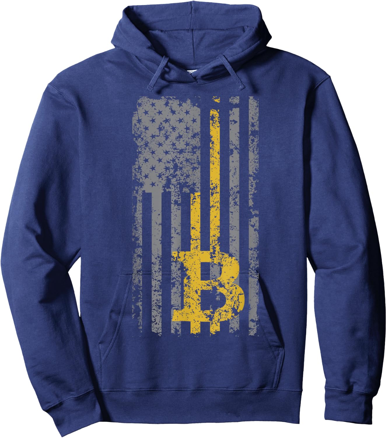 Bitcoin USA Flag Distressed Digital Currency Lover Hoodie - Hoodie | Navy