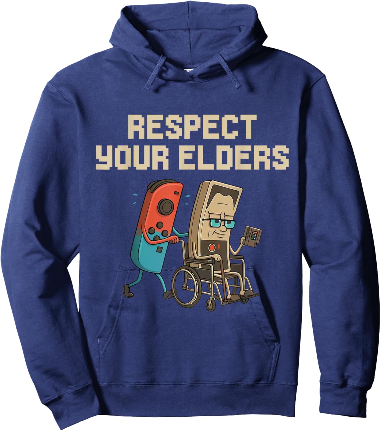 Respect Your Elders Gaming Control Retro Funny Video Game Hoodie - Hoodie | Navy