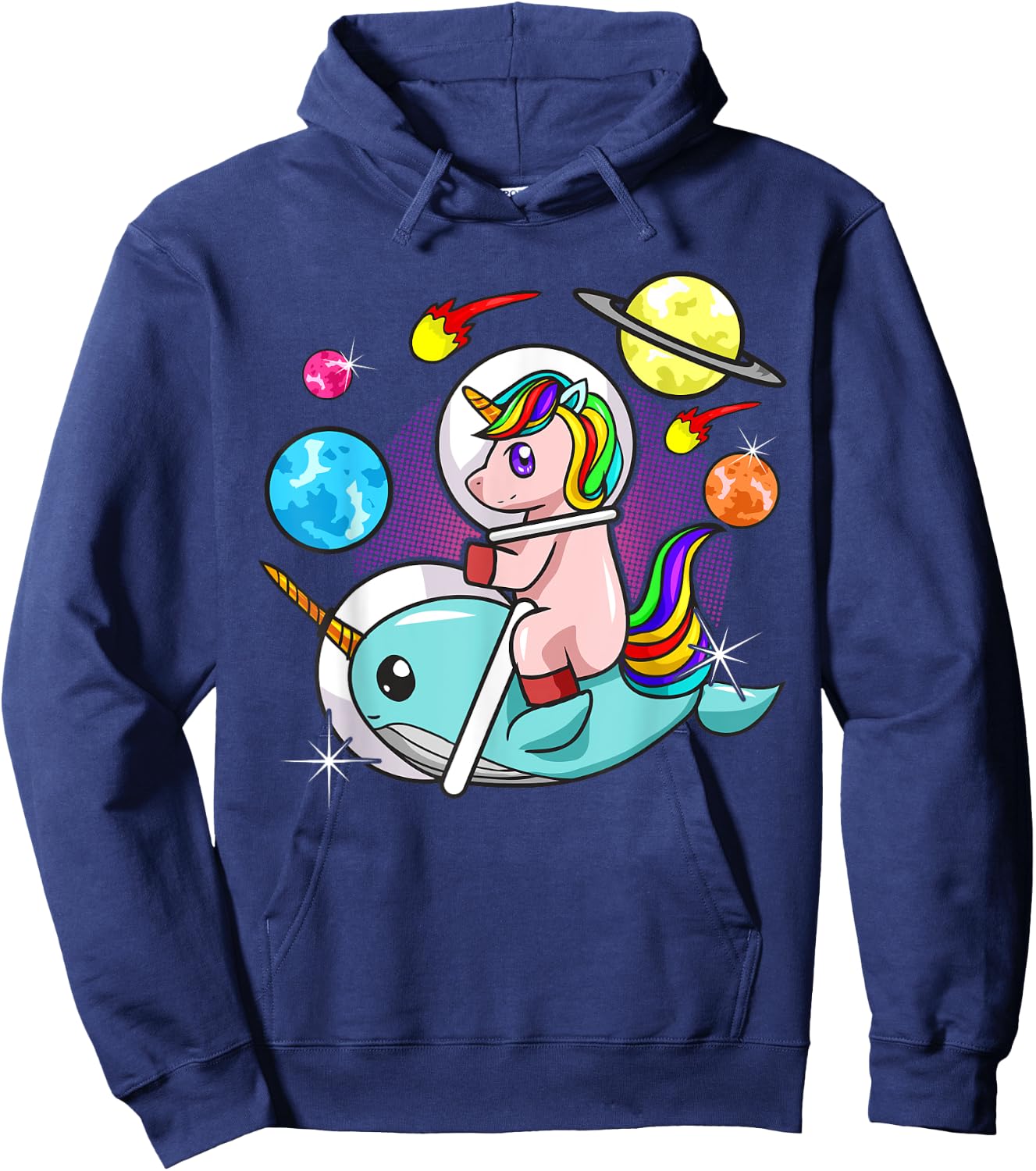 Unicorn Narwhal Space Astronaut Science Funny Humor Hoodie - Hoodie | Navy