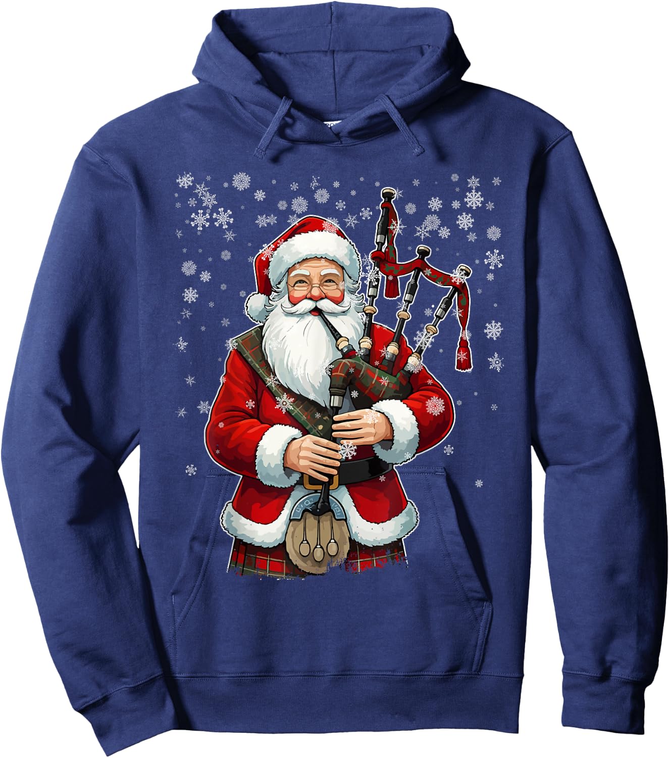 Santa Claus Playing Bagpipes - Funny Bagpiper Player Xmas Hoodie - Hoodie | Navy