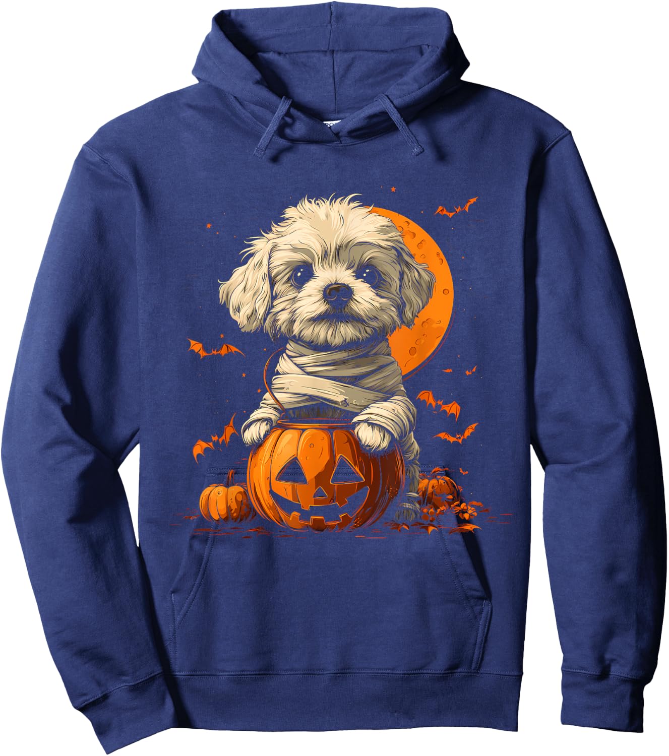 Mummy Havanese Pumpkin Scary Halloween Dog Lovers Costume Hoodie - Hoodie | Navy