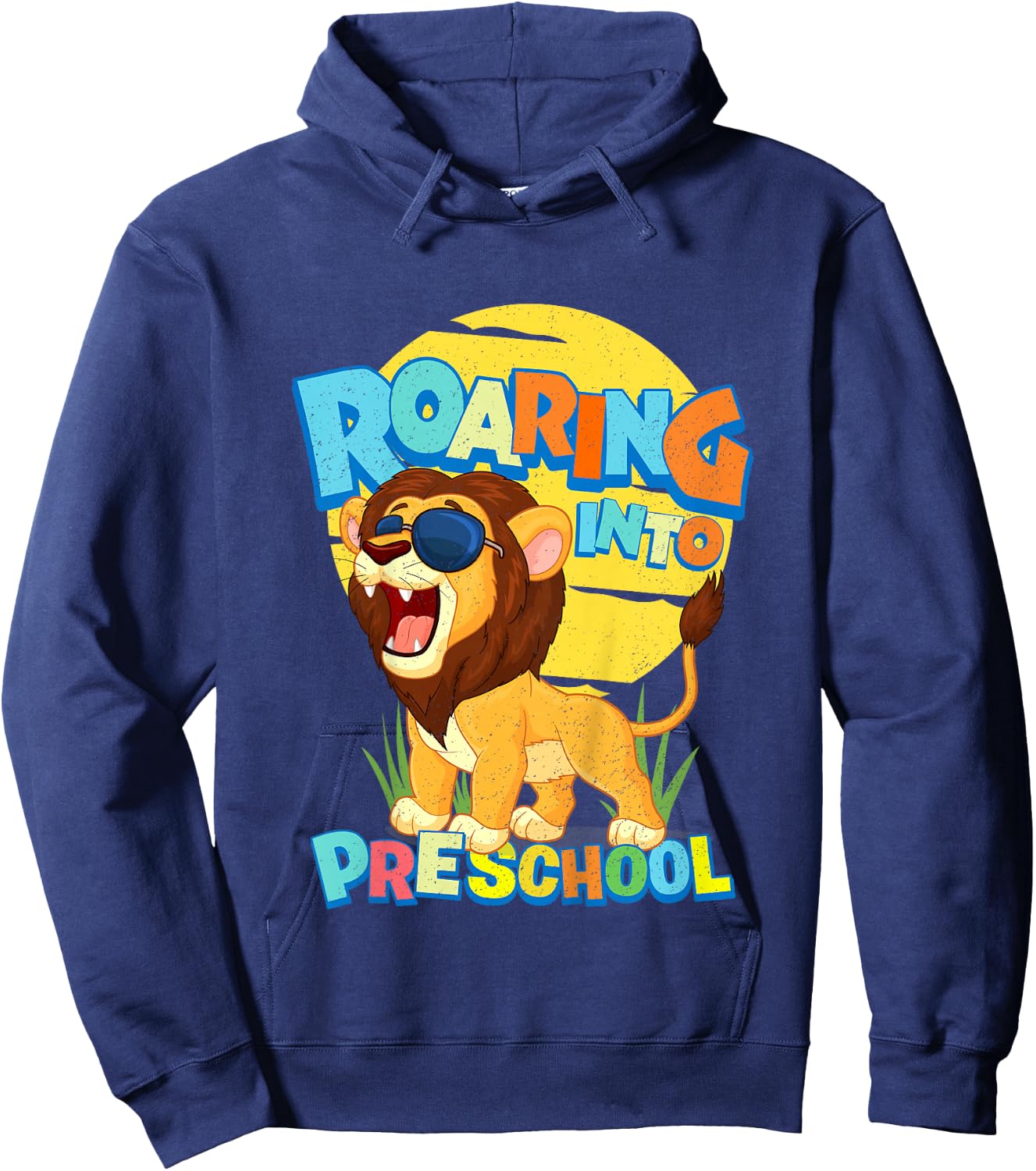 First Day of PRE-K Lion Back to School Preschool Safari Gift Hoodie - Hoodie | Navy