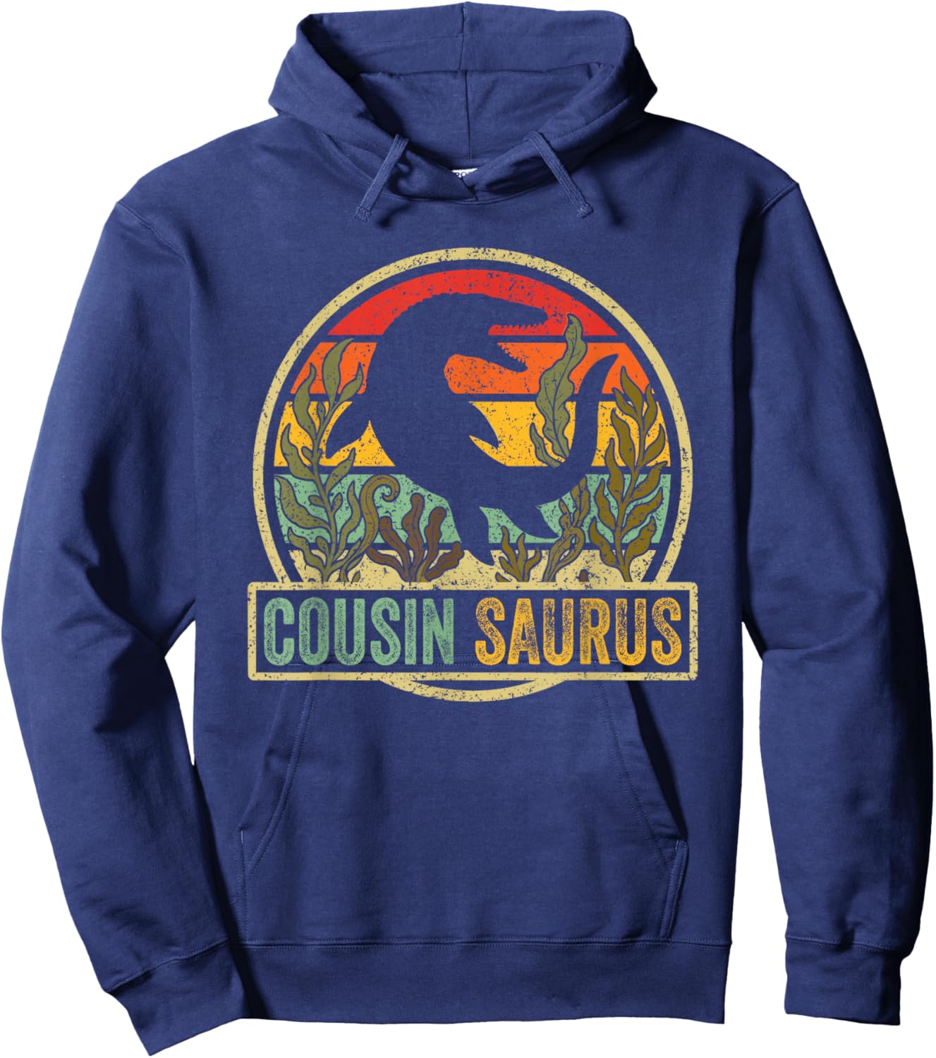 Vintage Retro Cousin Saurus SeaRex Mosasaurus Dinosaur Hoodie - Hoodie | Navy