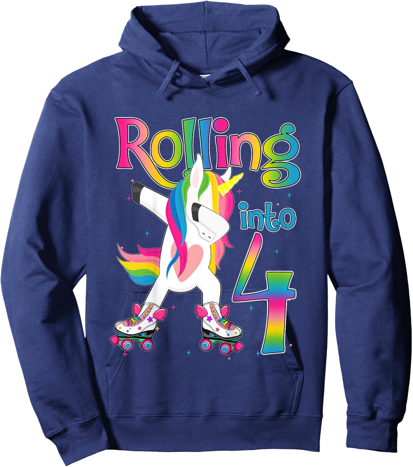 Rolling Into 4 years Let's Roll I'm Turning 4 Roller Skate Hoodie - Hoodie | Navy