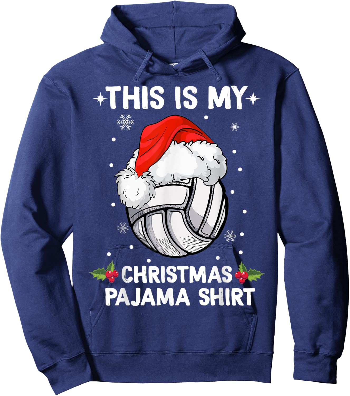 This Is My Christmas Pajama shirt Volleyball Christmas Girls Hoodie - Hoodie | Navy