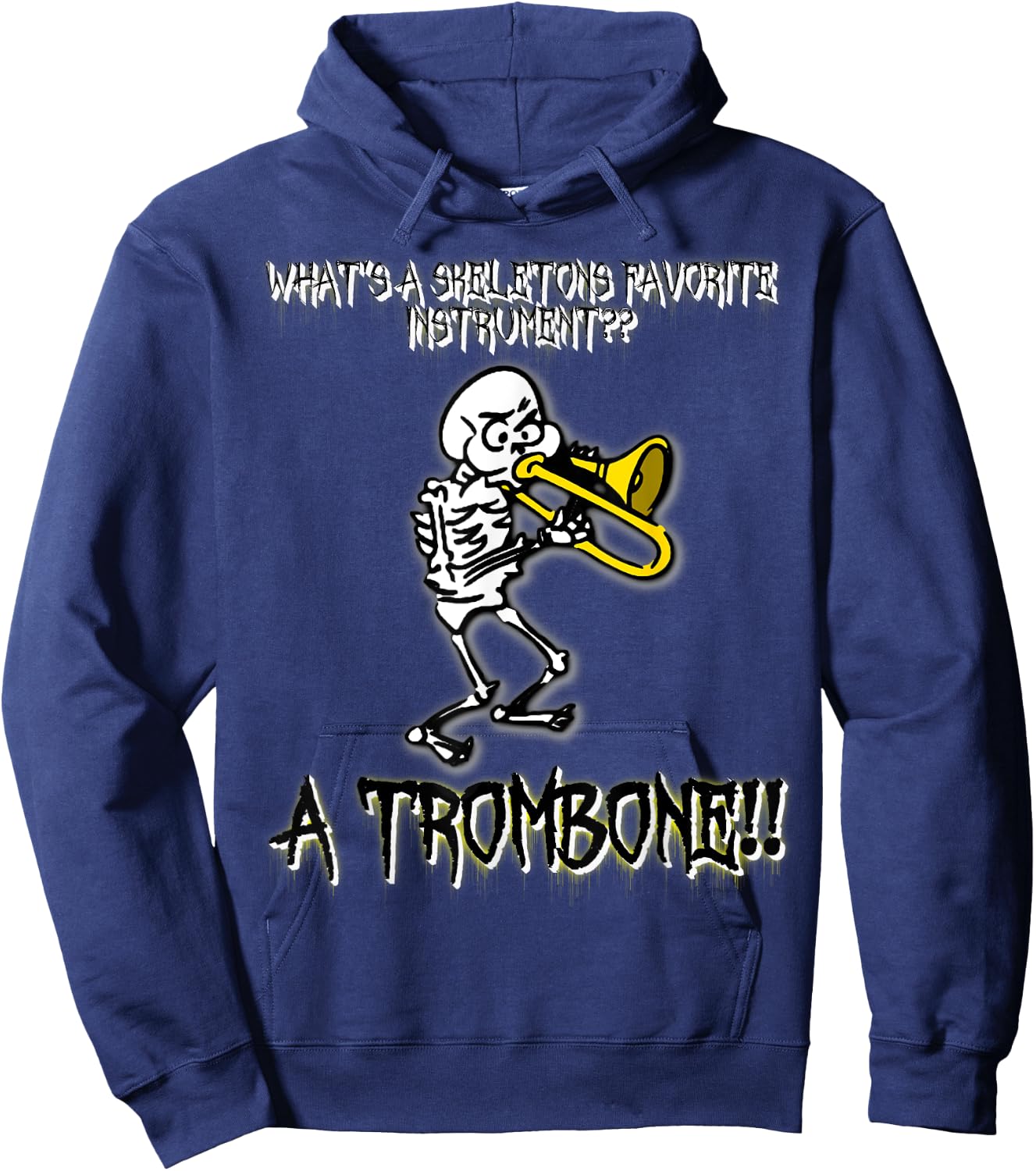 Funny Skeleton Halloween Trombone Joke Hoodie - Hoodie | Navy