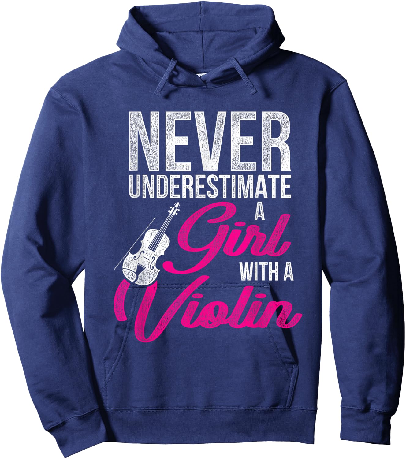 Never Underestimate A Girl With A Violin Hoodie - Hoodie | Navy