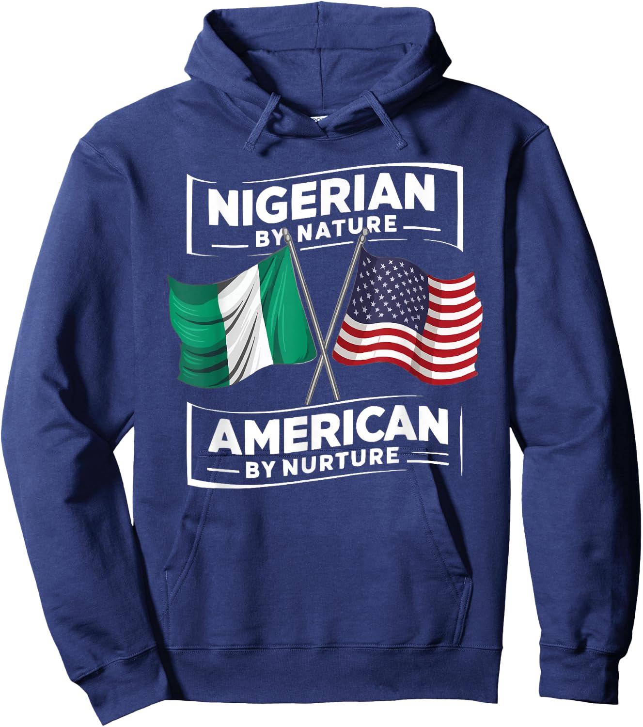 Half Nigerian Half American USA Flag Nigeria America Hoodie - Hoodie | Navy