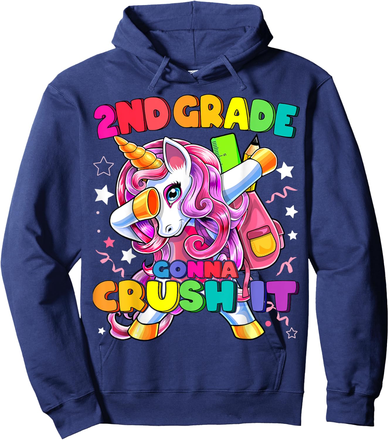 2nd Grade Dabbing Unicorn Back to School Shirt Girls Gift Hoodie - Hoodie | Navy