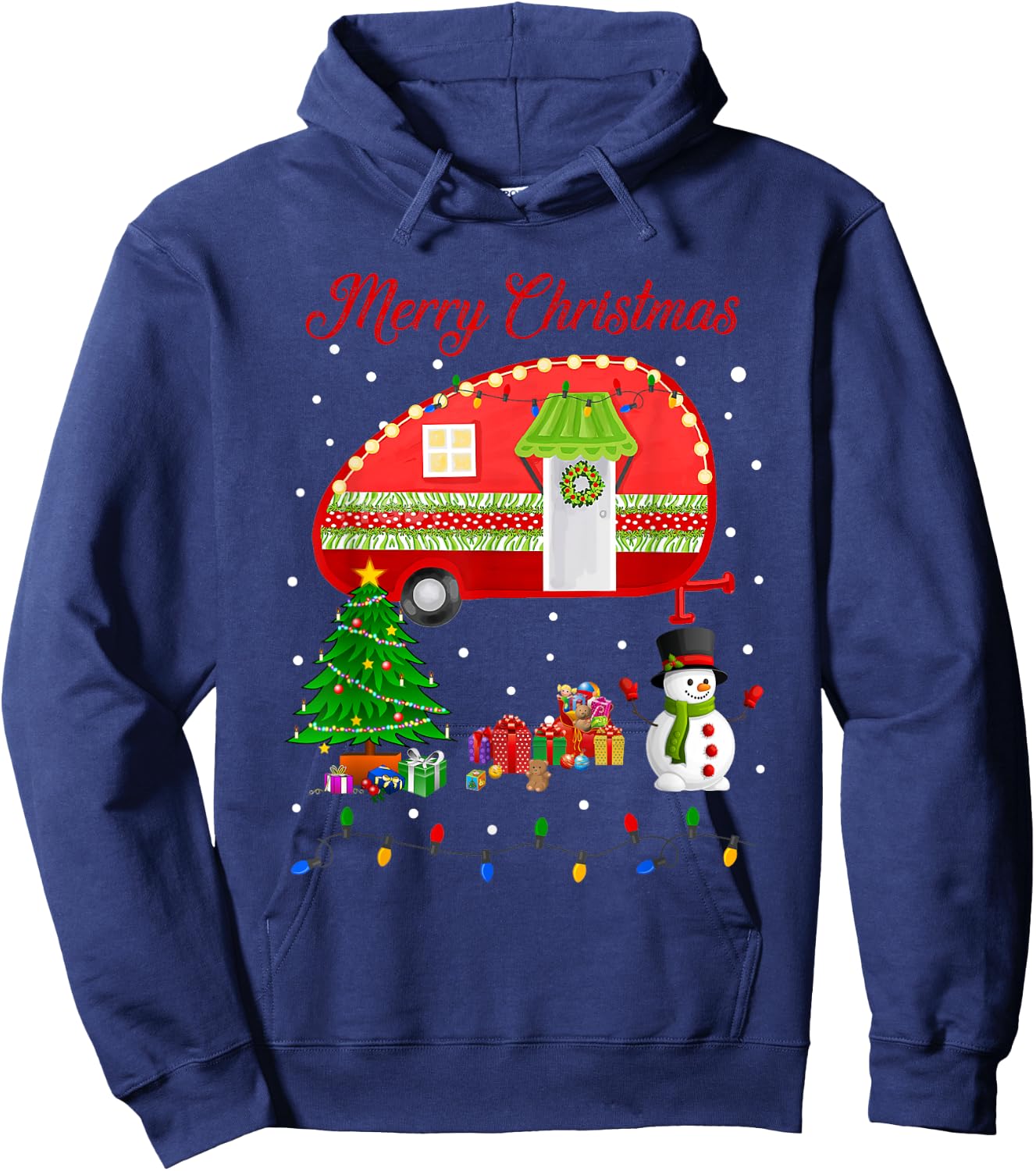 Camping Christmas Happy Camper Xmas Camp Gifts Women Hoodie - Hoodie | Navy