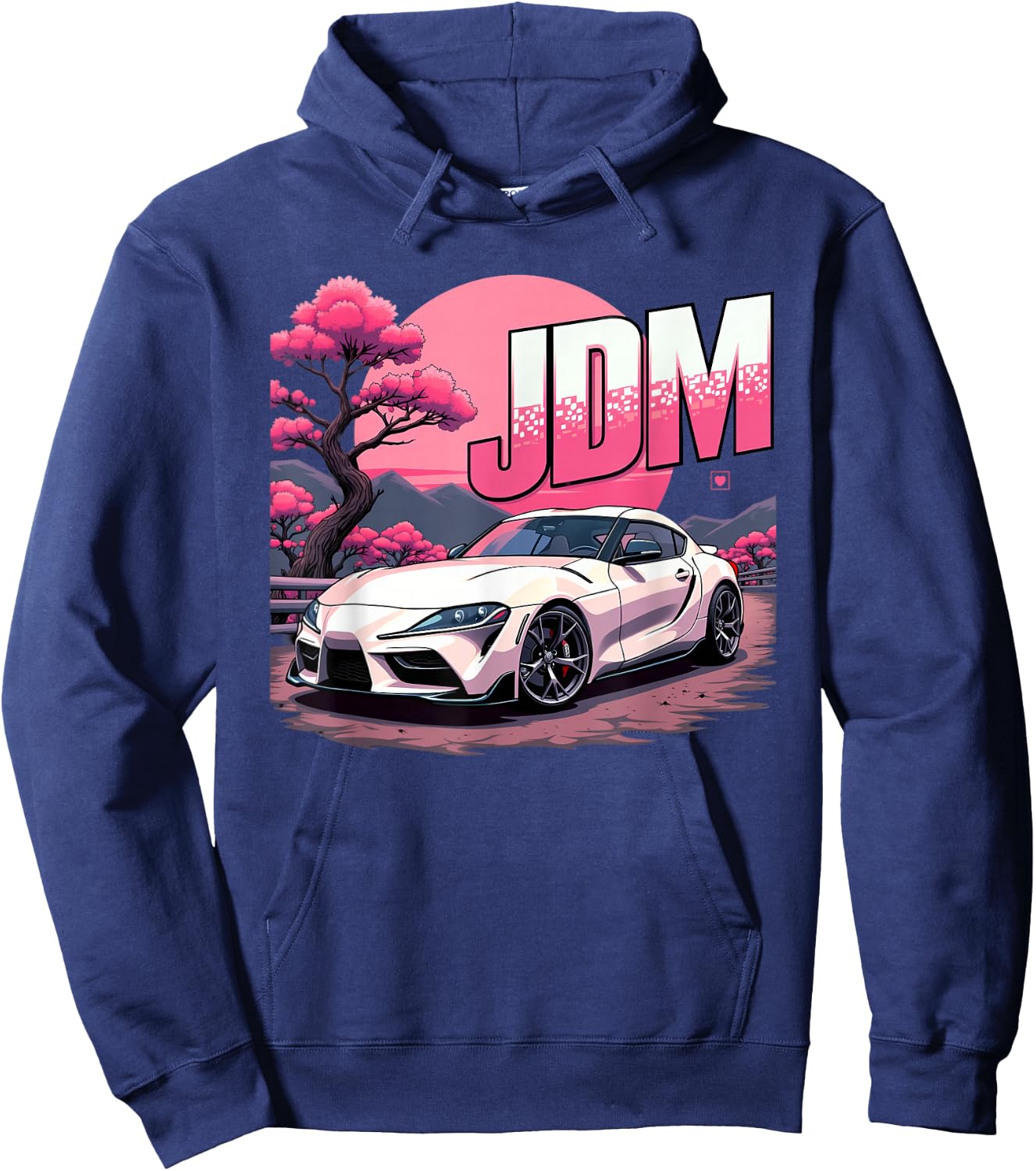 Love JDM Race Girl Racer Car Sakura Pink Cherry Blossom Hoodie - Hoodie | Navy