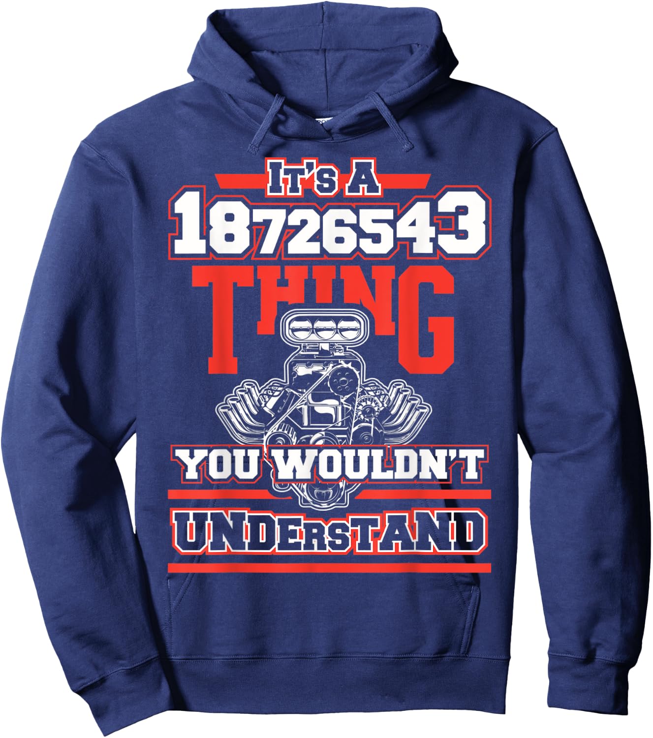 Funny V8 Engine Firing Order 18726543 for Car Guys Hoodie - Hoodie | Navy