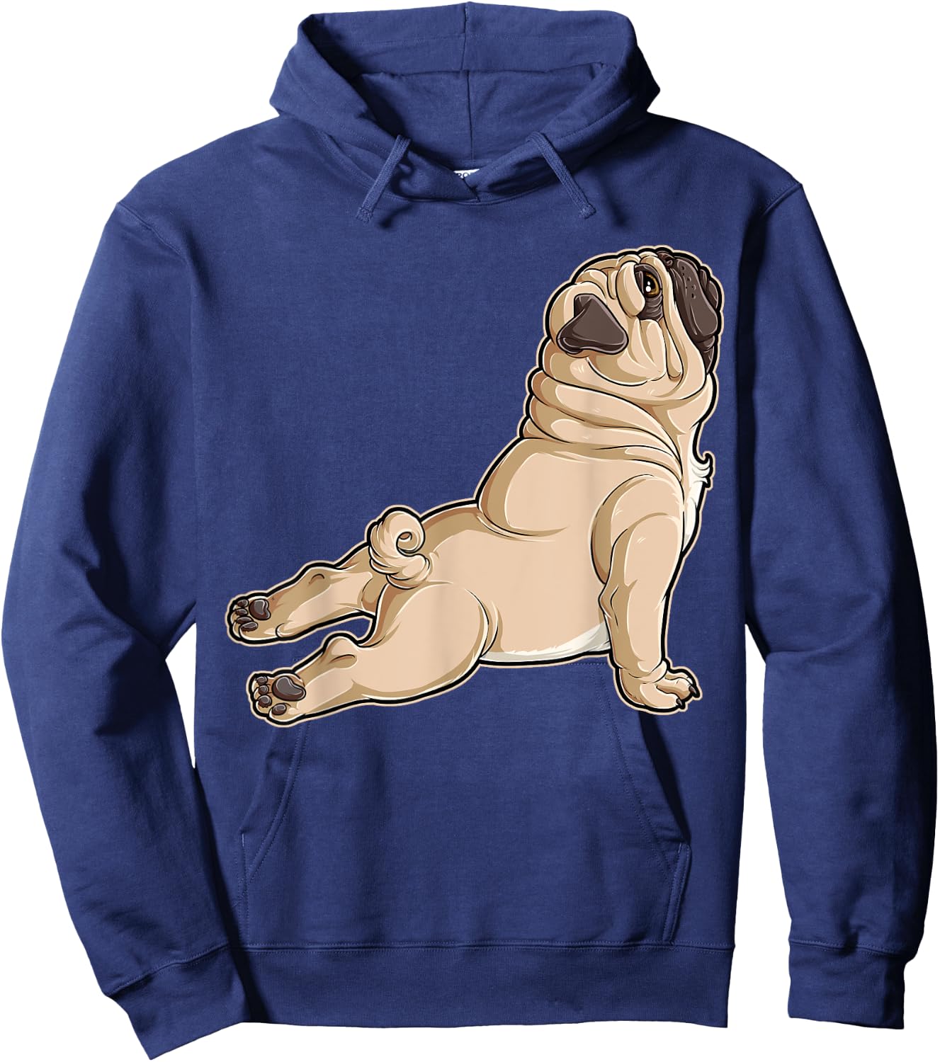 Pug Yoga Fitness Workout Gym Dog Lovers Puppy Athletic Pose Men Women Girls Kids Hoodie - Hoodie | Navy