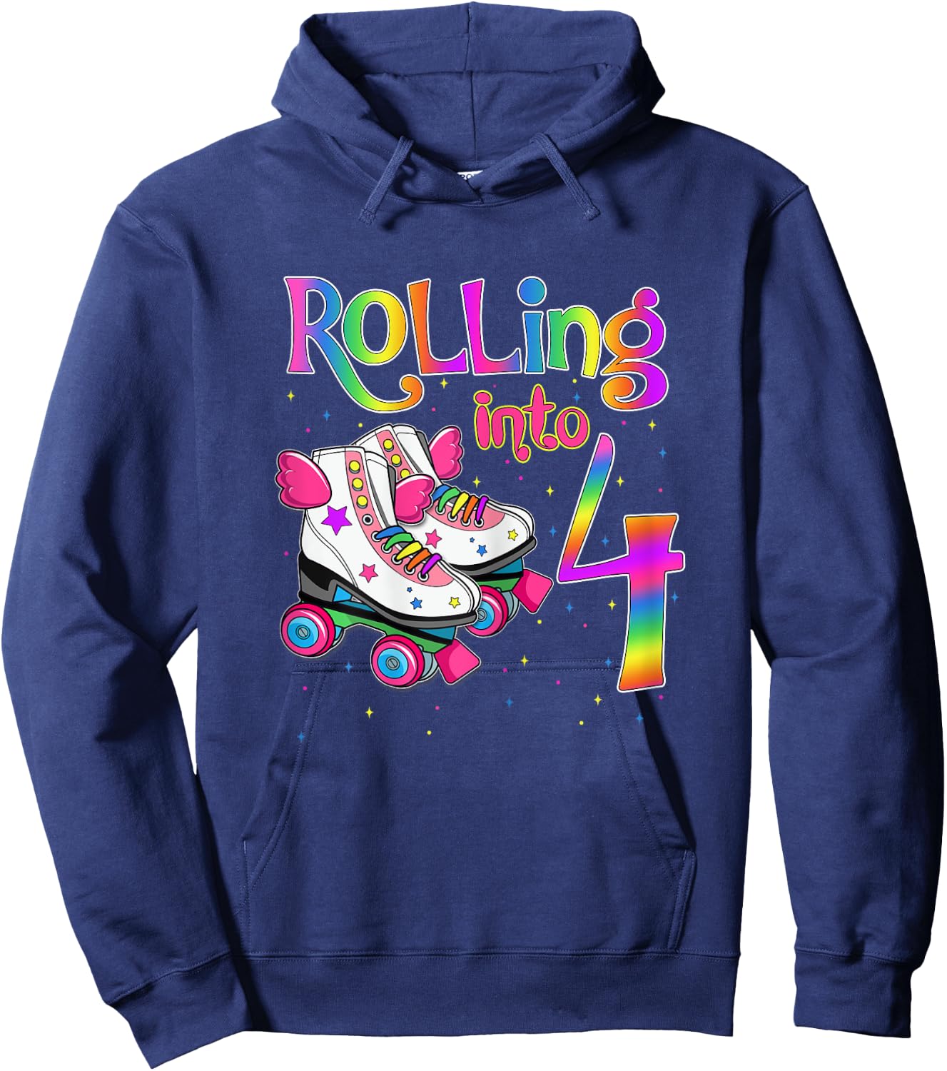Rolling Into 4 years Let's Roll I'm Turning 4 Roller Skate Hoodie - Hoodie | Navy