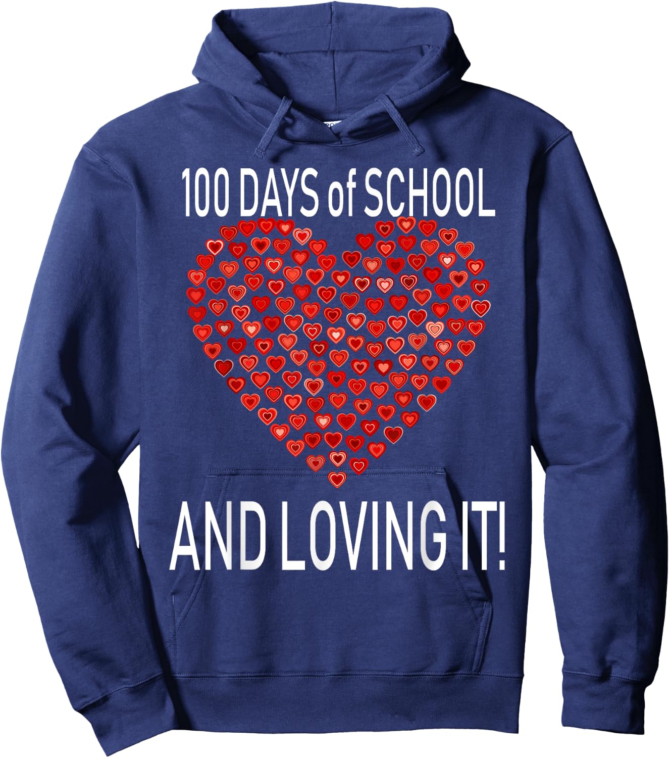 Loving 100 Days of School Shirt Cute Heart Happy Gift Outfit Hoodie - Hoodie | Navy