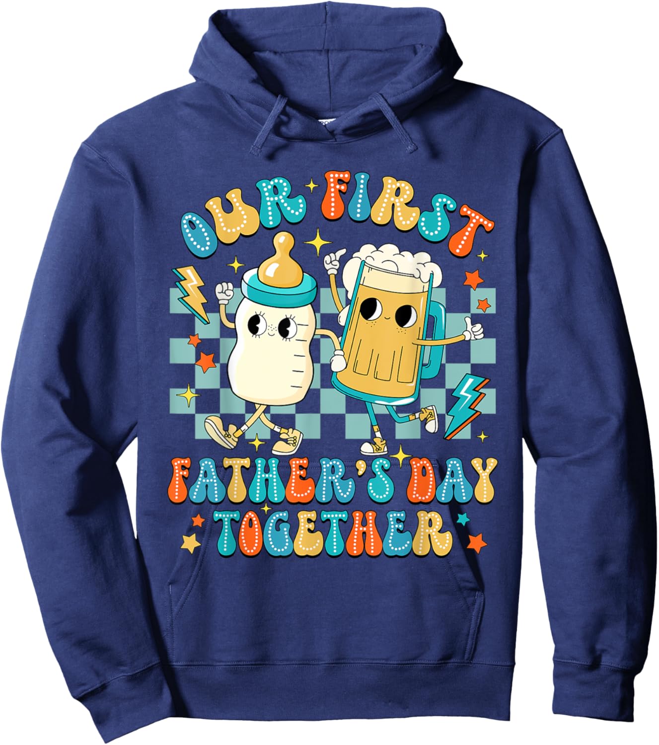 Funny Our First Father's Day Together Matching Father's Day Hoodie - Hoodie | Navy