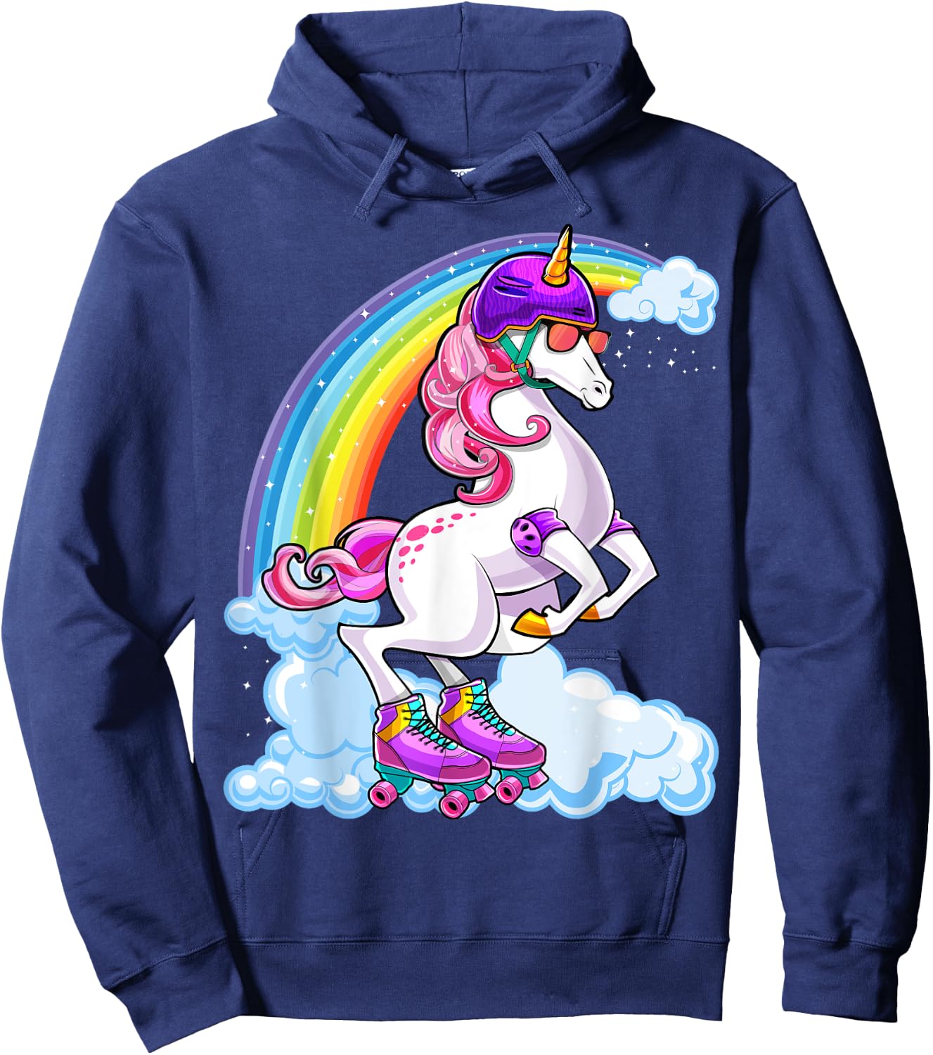 Unicorn Roller Skate Roller Derby Birthday Shirt Girls Gift Hoodie - Hoodie | Navy