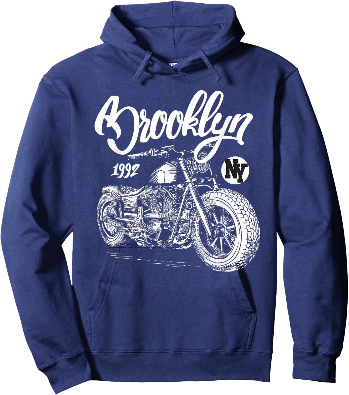 Brooklyn Motorcycle - Vintage New York Biker Shirt Hoodie - Hoodie | Navy