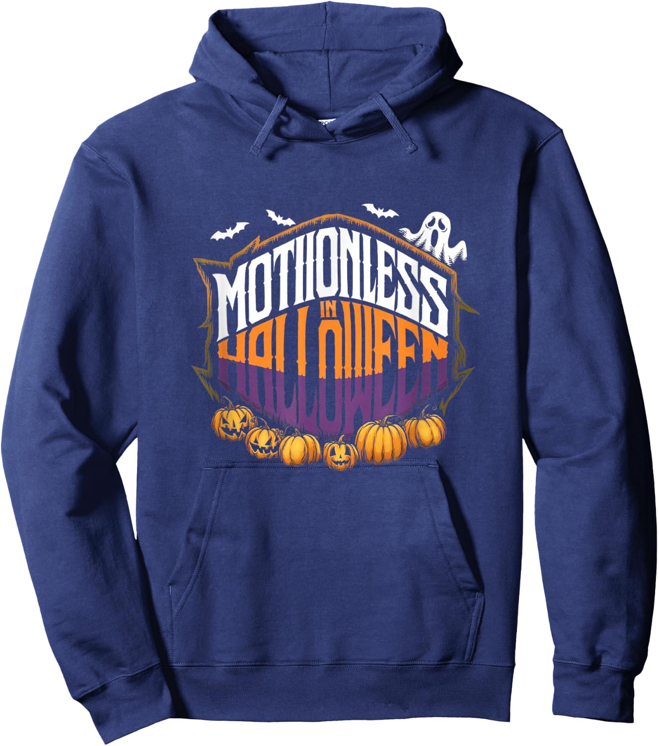 Halloween Pumpkin Scary Funny Motionlesses in White Hoodie - Hoodie | Navy