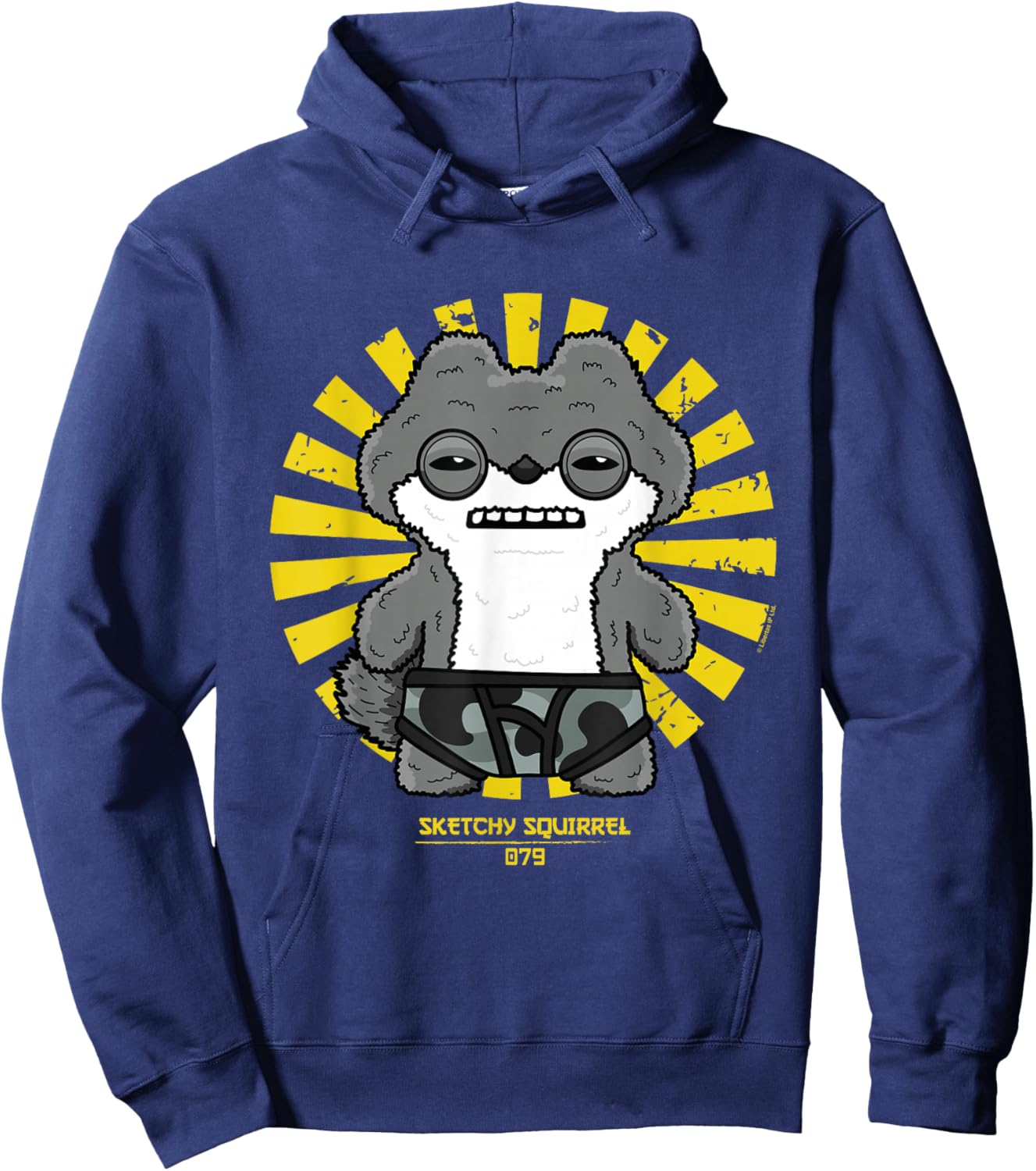 Sketchy Squirrel Budgie Fuggler Retro Japanese Text Hoodie - Hoodie | Navy