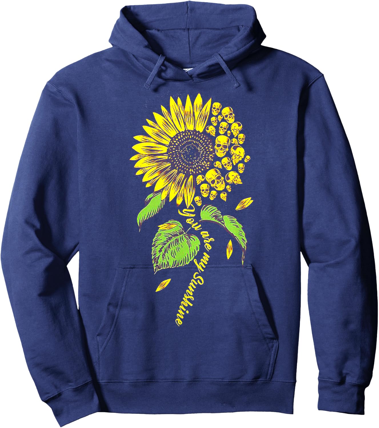 You Are My Sunshine Skull Sunflower Hoodie - Hoodie | Navy