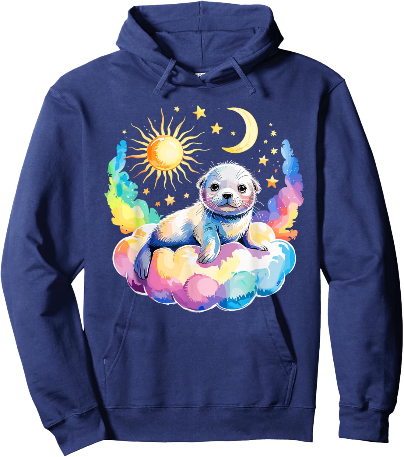 Rainbow Clouds Baby Seal Seals Hoodie - Hoodie | Navy