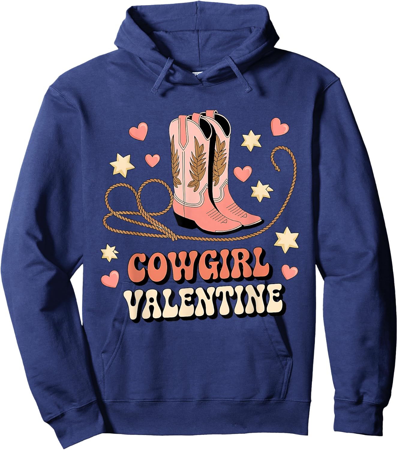 Cowgirl Valentine Pink Boots Y2K Country Girls Valentine Day Hoodie - Hoodie | Navy