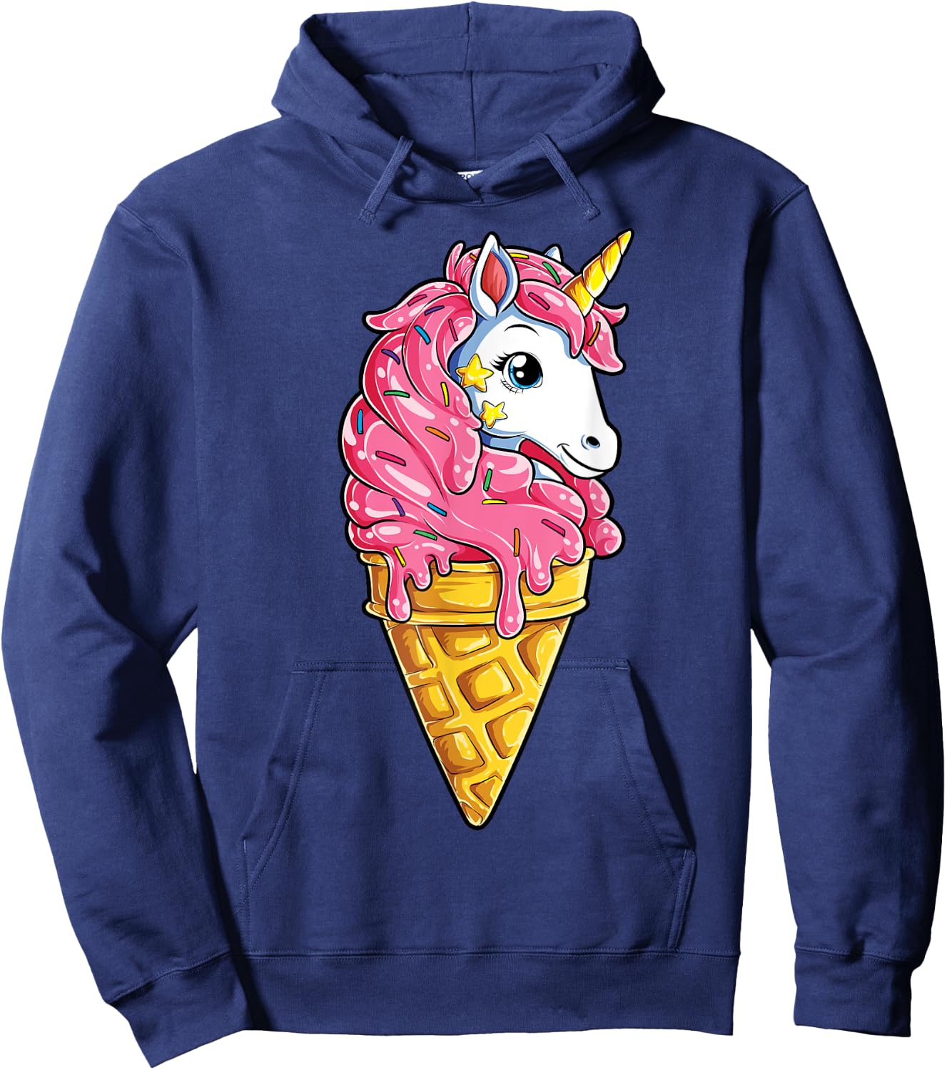 Unicone Unicorn T shirt Ice Cream Cone Rainbow Gifts Girls Hoodie - Hoodie | Navy