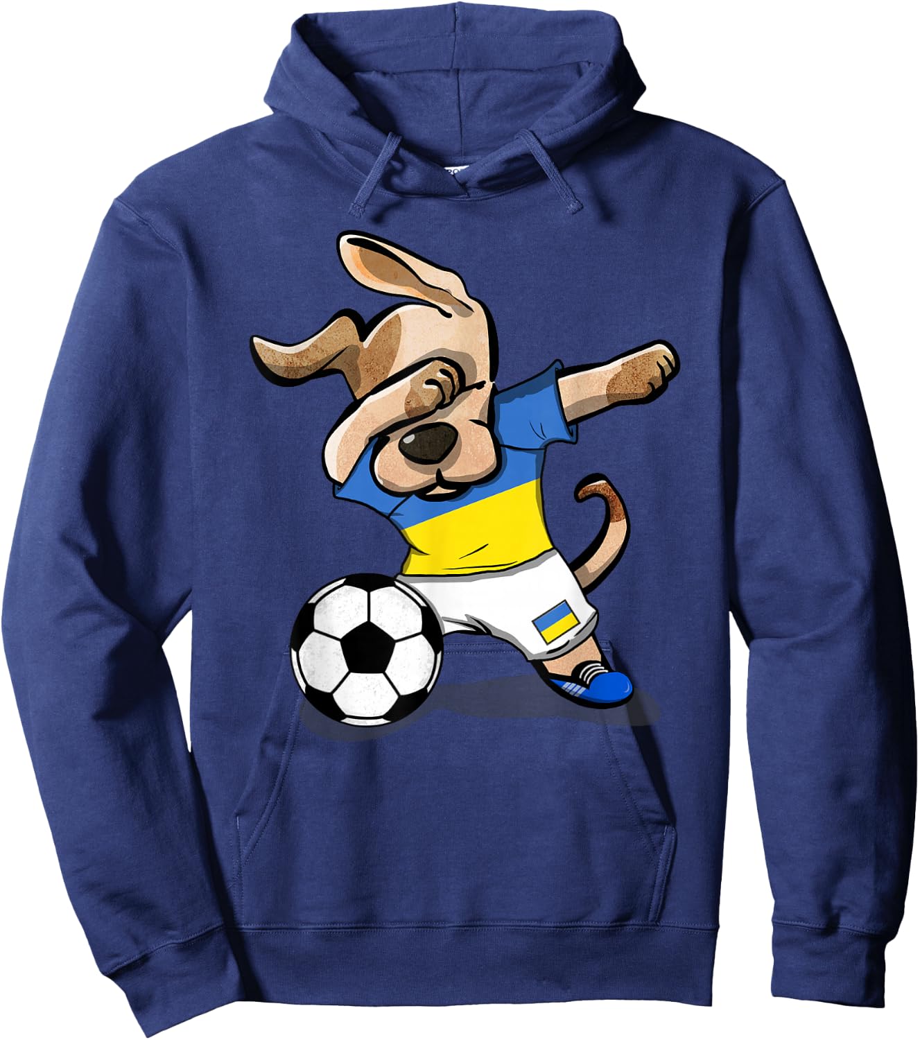 Dabbing Dog Ukraine Soccer Fans Jersey Ukrainian Football Hoodie - Hoodie | Navy