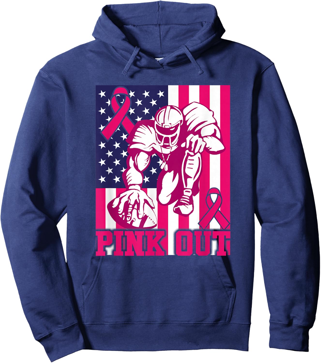 Pink Out Football Breast Cancer Awareness Toddler Boys Kids Hoodie - Hoodie | Navy