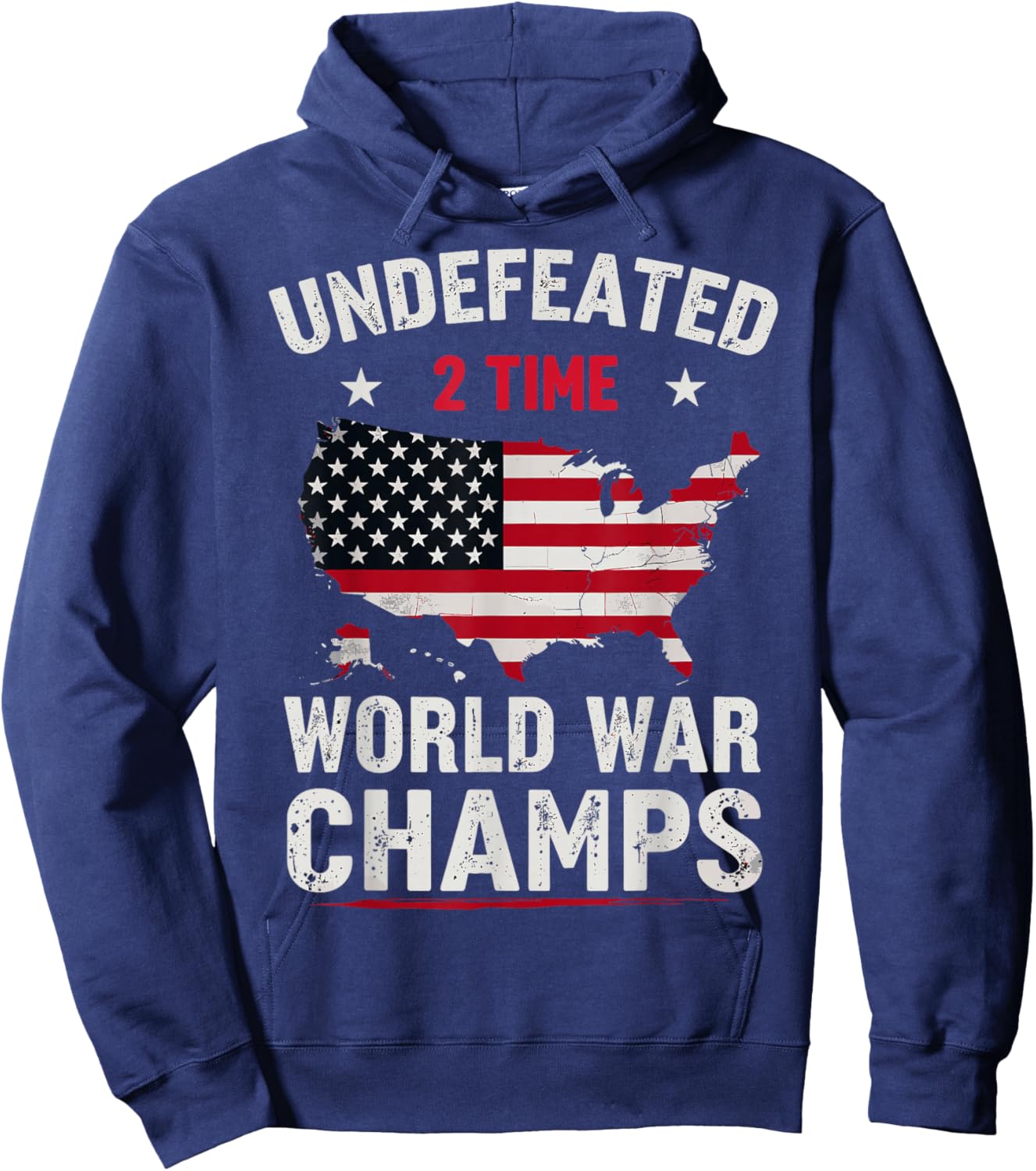 Two Time Undefeated World War Champs Veteran Day USA Map Hoodie - Hoodie | Navy